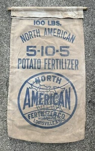 Vintage Potato Sack 100 Pounds North American Fertilizer Co. Louisville Baseball - Picture 1 of 8
