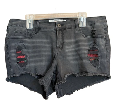Pantalones Cortos Denim Negros Torrid Talla 14 Goth Whimsygoth Rose Grunge Envejecido Borde Crudo Foto 1 de 4