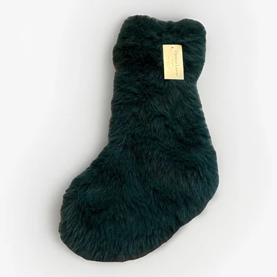 Christian Lacroix Faux Fur Green Christmas Stocking Large 27" New - Image 1 of 4