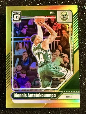 Giannis Antetokounmpo - Gold Prizm /10 2024-25 Panini Optic #176 SSP Case Hit Foto 1 de 4