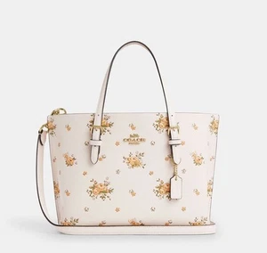 COACH CAL44 Mollie Tote Bag 25 With Floral Print Double Face & Pebble Leather - Picture 1 of 18