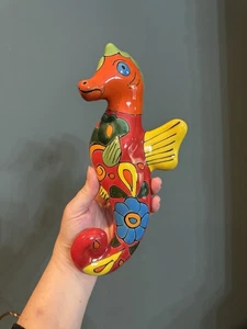 MEXICAN TALAVERA ALFARERÍA Ocean Life SEAHORSE 10" Colgador de Pared Decoración Rojo Naranja - Imagen 1 de 8