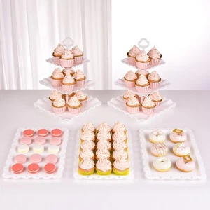 NWK 5 Piece Cake Stand Set with 2 x Large 3-Tier Cupcake Stands, 3 x Appetize... - Picture 1 of 6