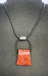 Silpada Sterling Silver INDIA Sponge Coral Large Leather Necklace 17" N0965 - Picture 1 of 9