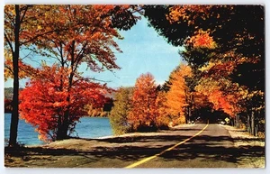 Postal escénica de otoño de colección hojas de otoño vista al lago EE. UU. Kilmer cita - Imagen 1 de 2