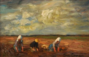 Cuadro 3 coleccionistas de patatas 1912 Emil Leonhard Smidt (1878-1954) - Imagen 1 de 5