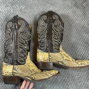 Tony Lamas Cowboy Boots Sz 9D Vintage Genuine Golden Python Western Rodeo - Bild 1 von 9