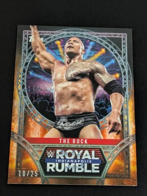 2025 TOPPS WWE ROYAL RUMBLE INDIANAPOLIS EXCLUSIVE THE ROCK RR-5 Orange /25 - Image 1 of 2