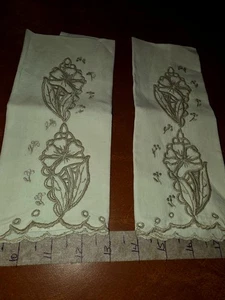 HT9 TOALLAS DE MANO VINTAGE BORDADAS A MANO, APLICADAS 12" X18" 2 toallas en esta - Imagen 1 de 5