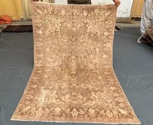 3x6 Faded Afghan Chobi Rug – Soft Brown & Taupe Floral Medallion – Distressed - Picture 1 of 16