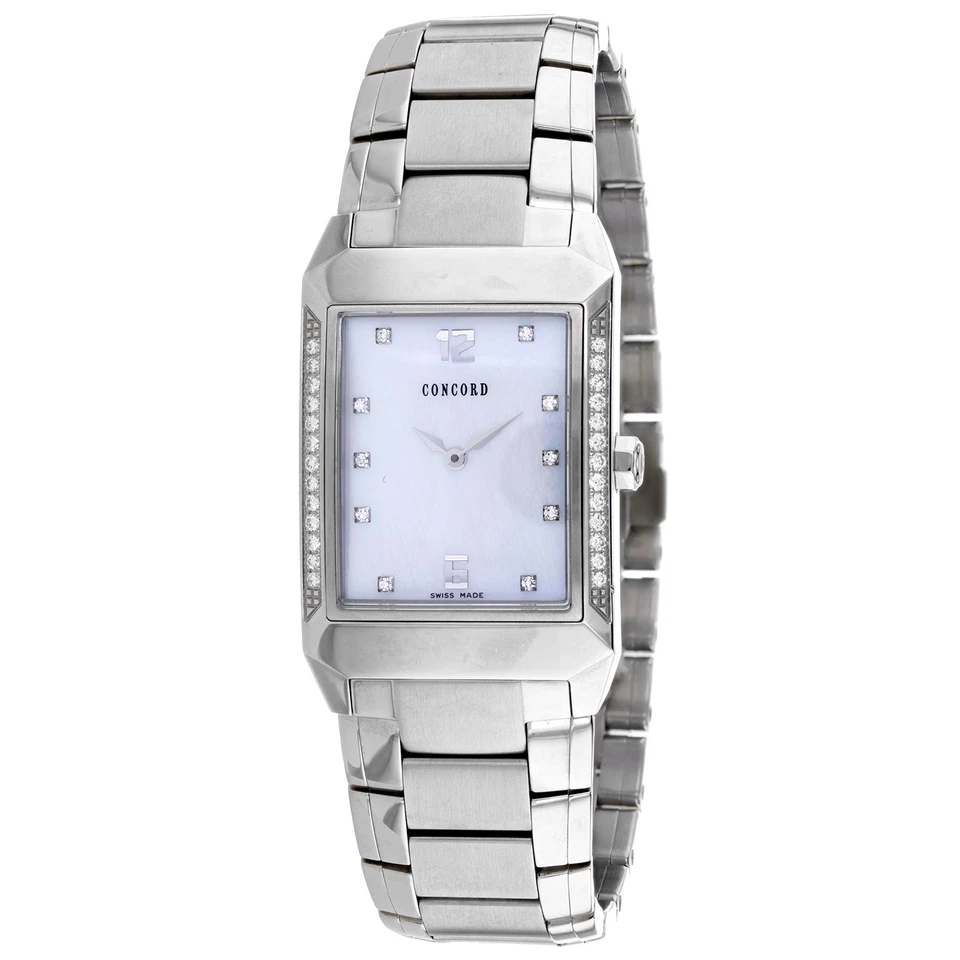 Concord Men's Watch Swiss Quartz White Mother of Pearl Dial Bracelet 310791