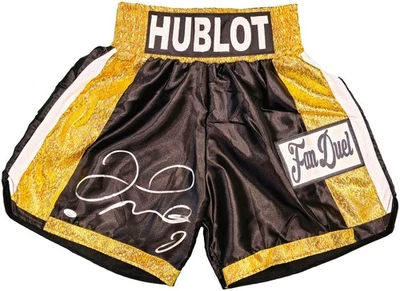 Floyd Mayweather Jr Signed Black Hublot Boxing Trunks JSA - Image 1 of 3