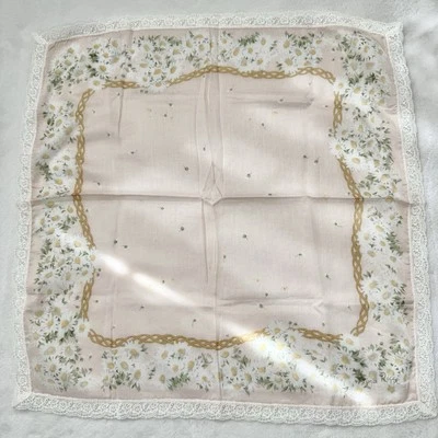 Pañuelo bufanda floral de encaje rosa vintage Nina Ricci 42x42 CM algodón Japón Foto 1 de 4