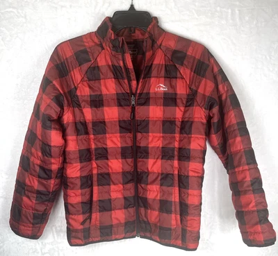 L.L. Bean большой детский унисекс куртка молодежи Primaloft красный черный клетку размер L 14-16 - Изображение 1 из 4