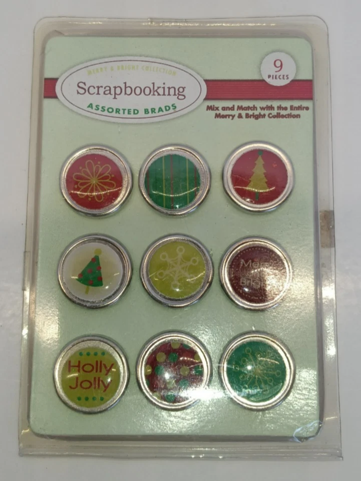 Scrapbooking Surtido Brads 9 Piezas Tema Navidad Feliz y Brillante Colección Foto 1 de 4