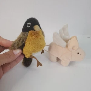 Folkmanis Finger Puppets ROBIN BIRD & FLY PIG Mini 4" Peluche - Imagen 1 de 8