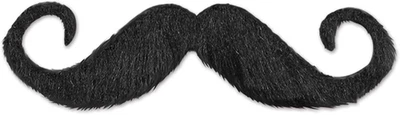 Handlebar Mustache Self-Adhesive Fake Hairy stache Halloween Black - Image 1 of 4