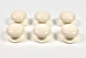 1980s Speckled Ceramic Drawer Knobs x6 TV Prop Cottagecore Neutral Kitchen DIY - Picture 1 of 10