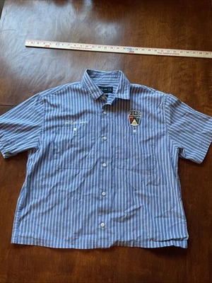 Abercrombie & Fitch Shirt Small Ford Motors Company Workwear Pinstripe Cropped - Image 1 of 4