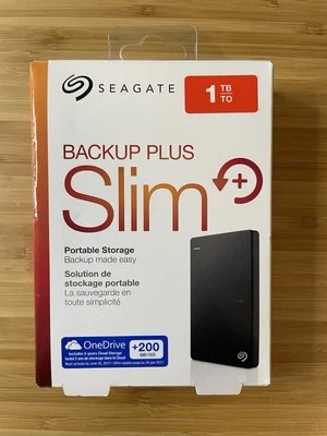 Seagate Backup Plus Slim Portable 1TB External HD Windows / Mac USB 3.0 - Image 1 of 4