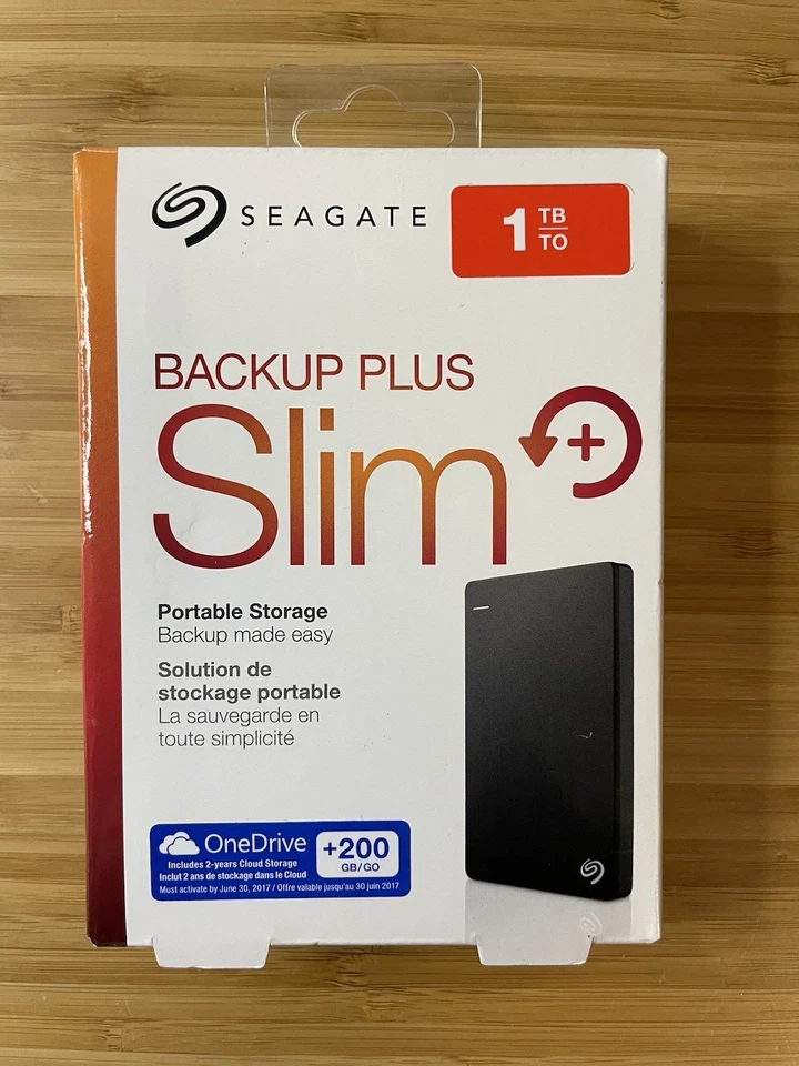 Seagate Backup Plus Slim Portable 1TB External HD Windows / Mac USB 3.0 - Image 1 of 4