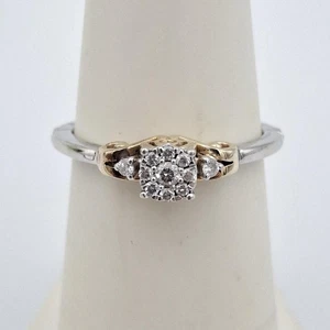 Enchanted Disney Cinderella 10K 2-Tone Gold 1/10ctw Diamond Promise Ring Size 6 - Picture 1 of 11