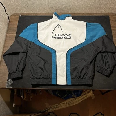 Cortavientos Head Tennis vintage años 80 bordado bloques de colores cremallera completa XL Team Pro Foto 1 de 4