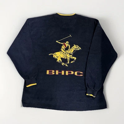 Винтажный Beverly Hills поло клуб флис толстовка мужской большой темно-синий логотип Y2K - Изображение 1 из 4