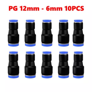 Pneumatic Push To Connect Air Fitting Straight Reducer Tube OD 12mm to 6mm 10PCS - Picture 1 of 8
