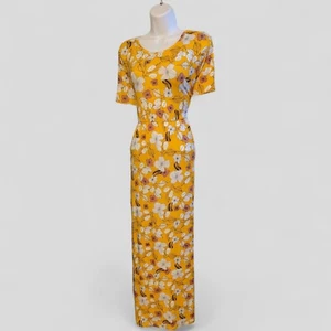 NEW PEASSA Womens Maxi Dress Plus Size 2XL Yellow Floral Summer Beach Coastal - Picture 1 of 7