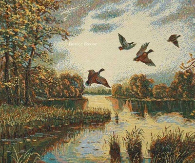 TAPIZ TEJIDO JACQUARD DE PARED Paisaje con Patos VIDA SALVAJE - IMAGEN ARTÍSTICA EURO Foto 1 de 2