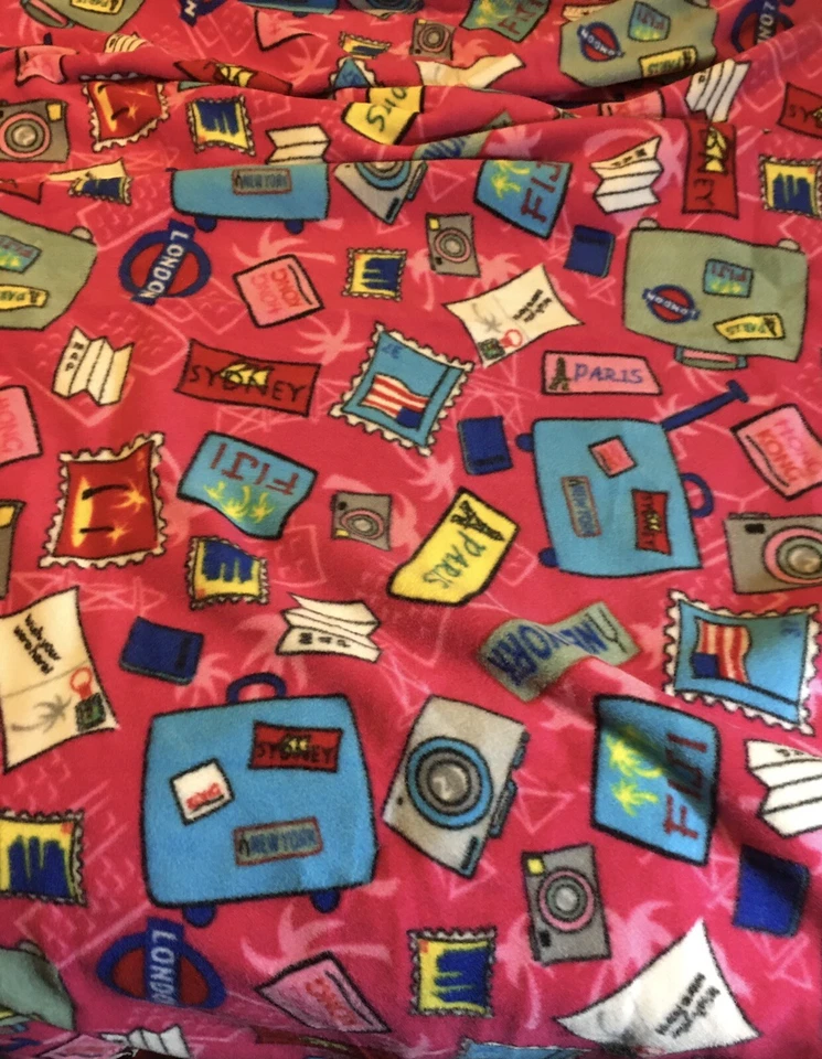 Handmade Fleece Lap Throw Blanket USA Travel Pattern 36”x56” New - Изображение 1 из 1