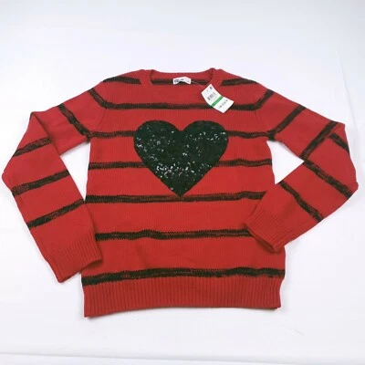 Epic нитки Kids девочек большой красный черный полоски пуловер свитер блестки сердце  - Изображение 1 из 4