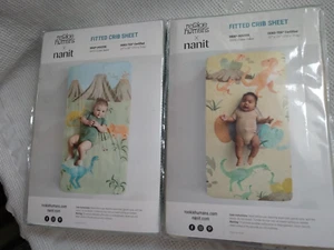 2 DINO-Rookie Humans X Nanit 100% Cotton Sateen Fitted Crib Sheets 52 x 28 NIB - Picture 1 of 6