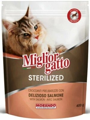 CROCCHETTE MIGLIOR GATTO CROCCANTINI PER GATTI STERILIZZATI SALMONE MORANDO 400g - Image 1 of 4