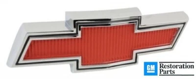 67-68 Chevy C10/K10 Truck Suburban Red & Chrome Grill Bow-Tie Emblem - Image 1 of 4