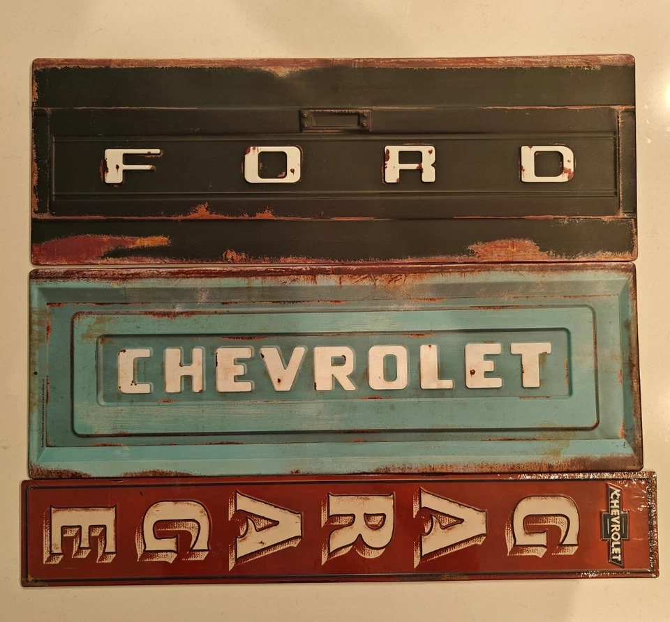 Set Of 3 Chevrolet Ford Garage Tailgate Wall Decor Metal Signs Chevy Rustic Lot - Image 1 of 3