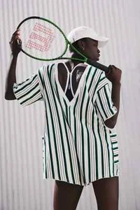 Free People Hot Shot Tee Romper Ivory Striped Size XS NWT $70 - Picture 1 of 4