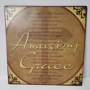 Vintage Amazing Grace Metal Sign 9.5” X 9.5” Hymns 1779 Religious Music lyrics - Picture 1 of 7