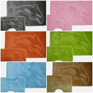 JUEGO DE BAÑO 2 PIEZAS DISEÑO DELFÍN NÁUTICO ALFOMBRILLA ANTIDESLIZANTE + PEDESTAL VARIOS COLORES - Imagen 1 de 47