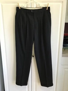 Pre-owned pair of Men's Slates Dress Pants size 34x34 Black Cuffed Hem - Picture 1 of 4