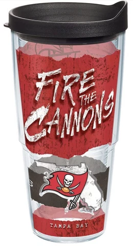 Tampa Bay Buccaneers 24oz Tervis Tumbler with Lid-Made in USA-Statement Wrap-New Cover