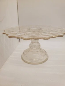 Vintage Points &'Dots Klarglas Sockel Kuchen Servierplatte Ständer 7,5"X 4" - Bild 1 von 7