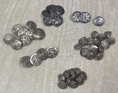 Vintage 45 Various Metal Buttons 36 Waterbury Co Military & 1 Norwegian Reindeer - Image 1 of 4