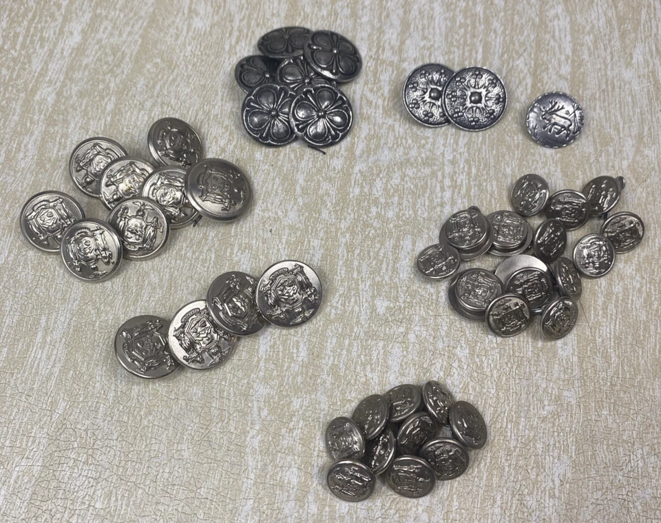 Vintage 45 Various Metal Buttons 36 Waterbury Co Military & 1 Norwegian Reindeer - Image 1 of 4