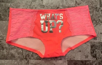 CALCINHA MASCULINA RARA VINTAGE NOVA COM ETIQUETAS VICTORIA'S SECRET ROSA S LARANJA WHAT'S UP RENDA - Imagem 1 de 4