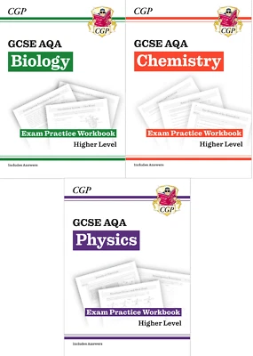 CGP Grade 9-1 GCSE AQA Exam Practise Workbook for Combined/Triple Sci 3 Book Set - Image 1 of 4
