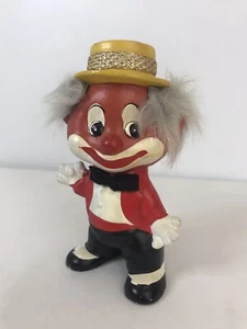 Vintage Enesco Clown Japn Figure w/ Real Fur Hair 5" - Picture 1 of 7