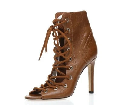 Женские ботинки SJP Alison коричневые кожаные с открытым носком на шнуровке размер. ЕС 36,5 - Изображение 1 из 4