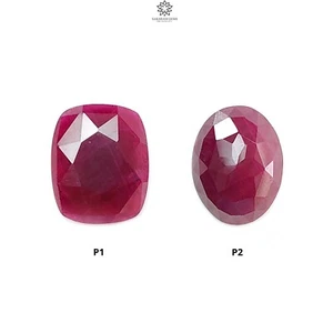 Natural Untreated Red Ruby Gemstone Rose Cut Cushion, Oval Shape 1pc for Jewelry - Picture 1 of 10